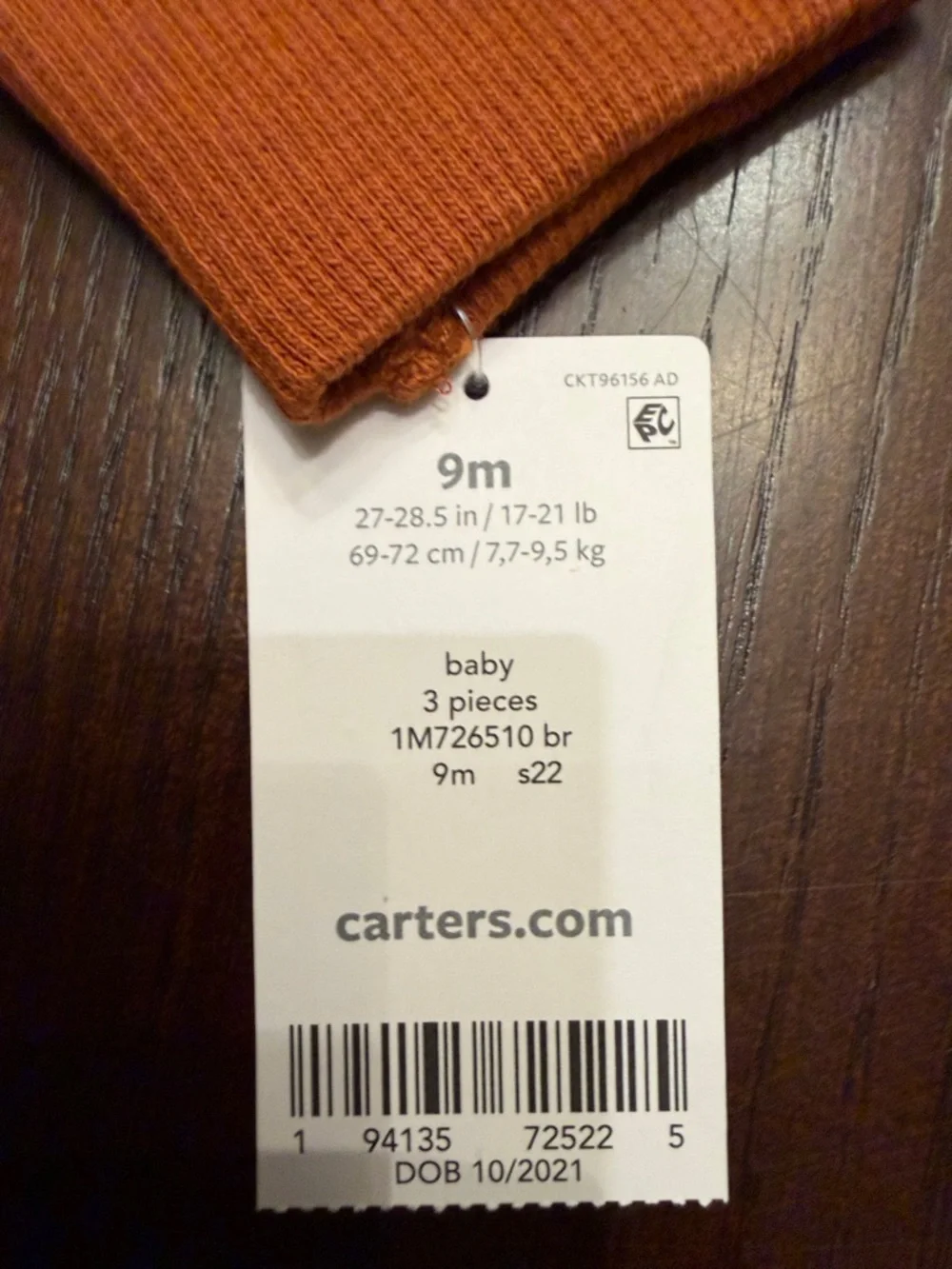 Baby Boy 3 Pc Fall Outfit 9M Plaid Shirt Little Pup Carter’s Bundle